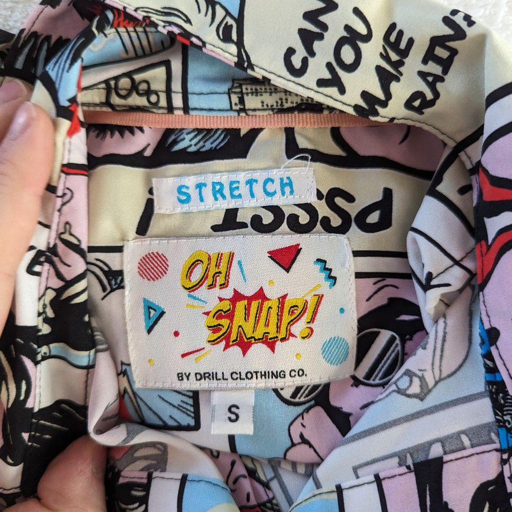 Oh Snap! Comic Book Print Shirt - White/Blue - Size S - Picture 3 of 9